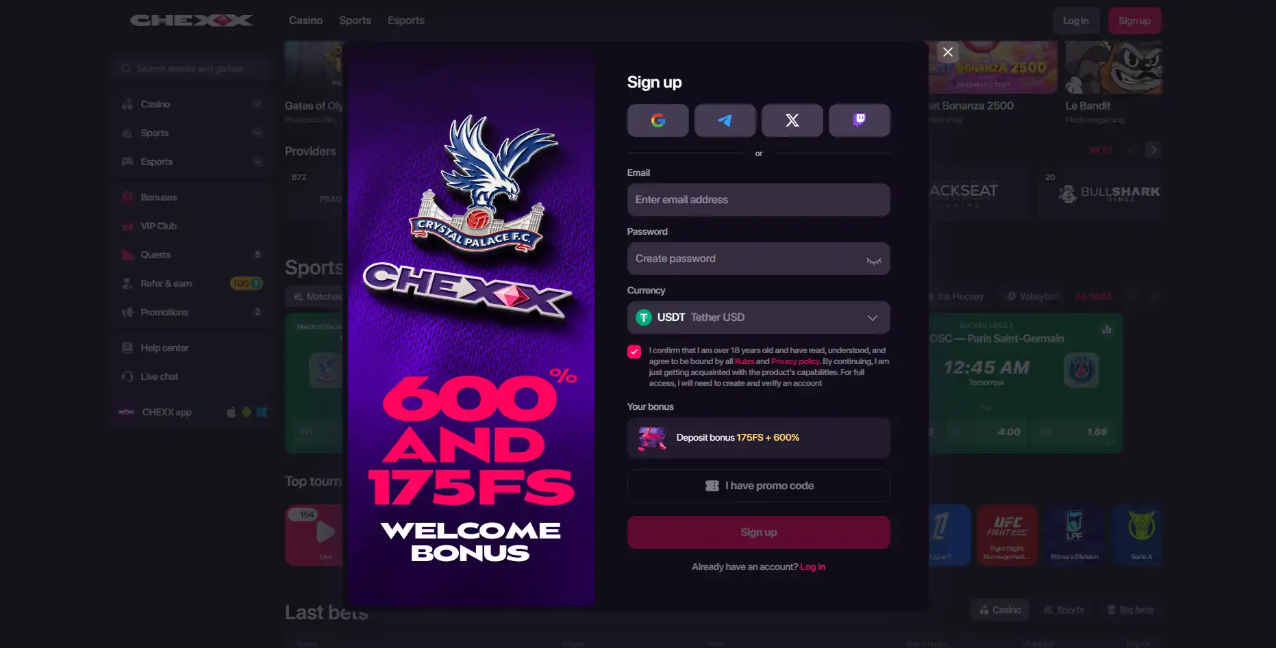 لقطة حقيقية مطلوبة لقائمة العملات الرقمية والشبكات داخل CHEXX
